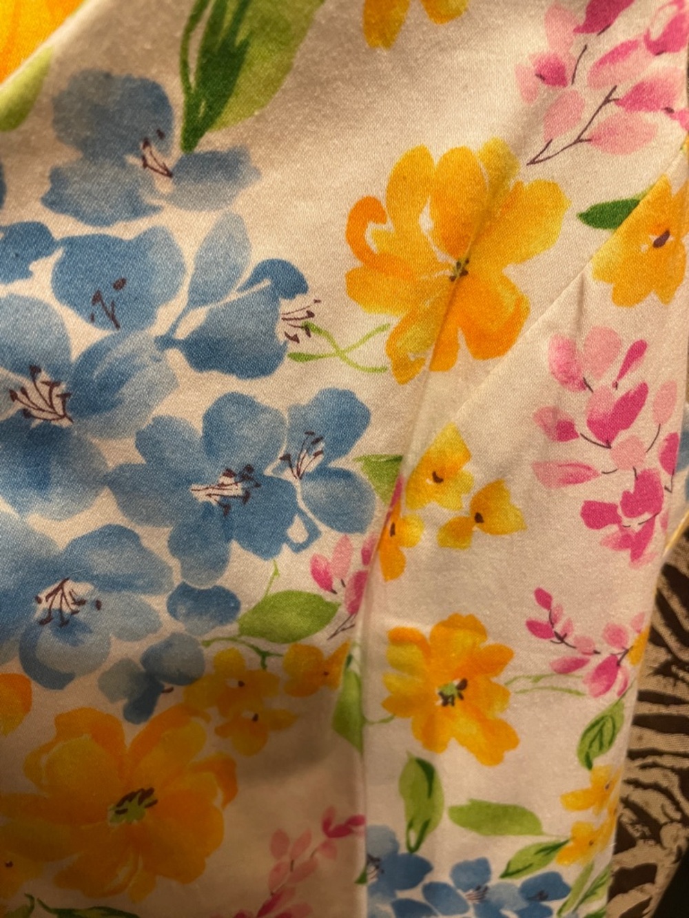Jones on NY Floral Sheath Dress in White with Yellow & Blue Flowers